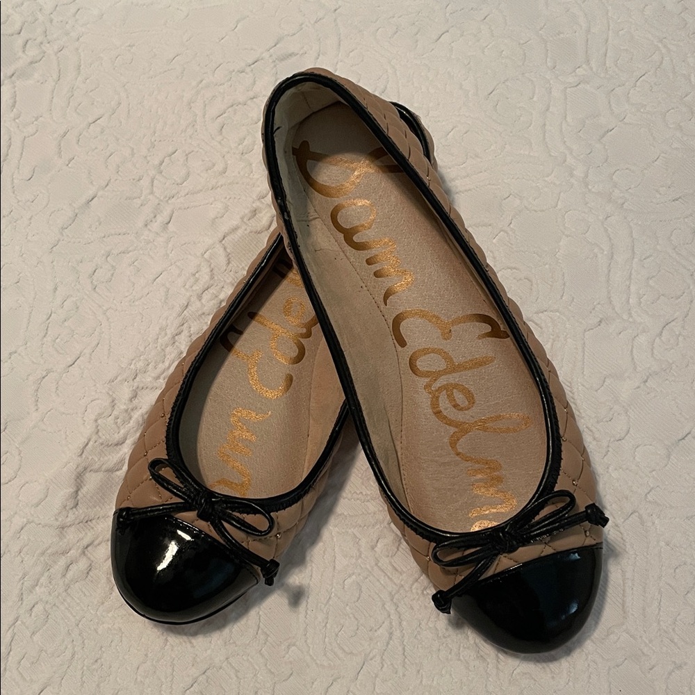 Sam Edelman Quilted Tan and Black Flats